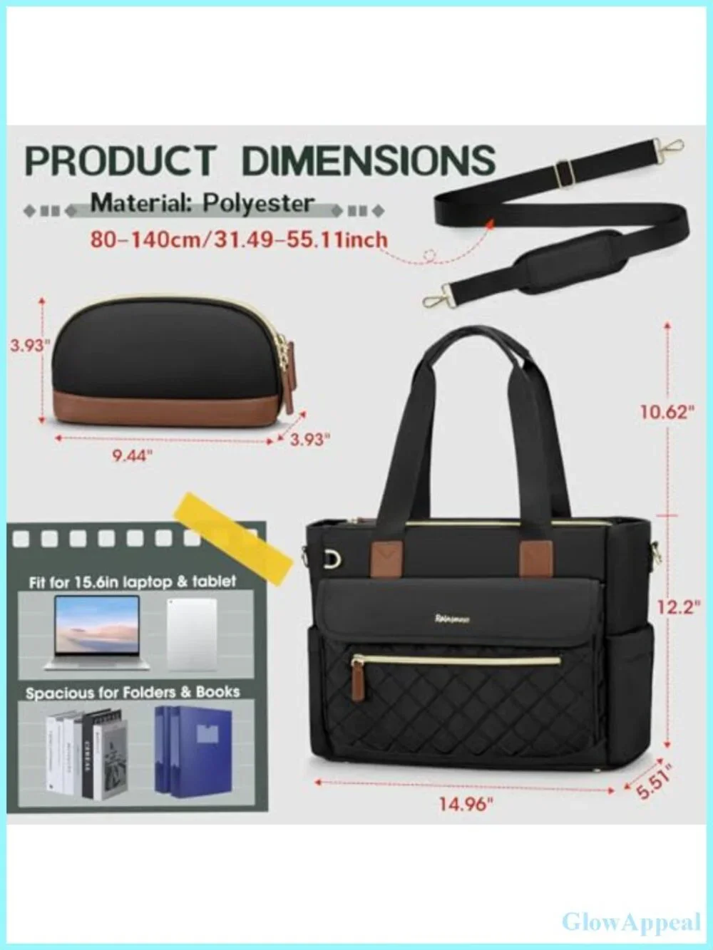 Laptop Tote Bag for Women Work Bag 15.6 inch Computer Briefcase with Shoulder